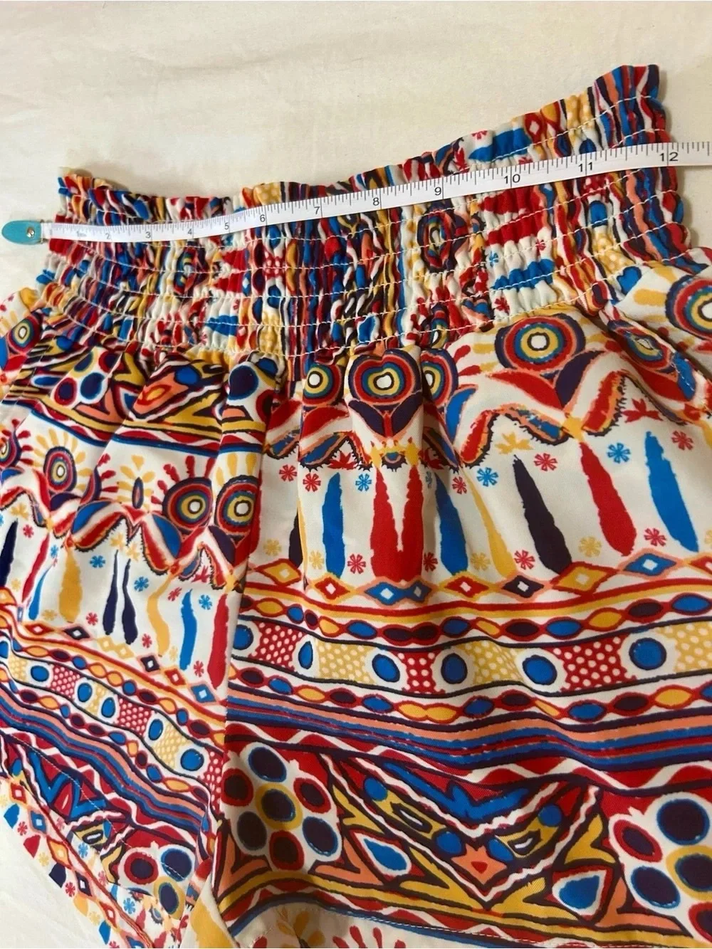 Threads 4 Thought Boho Tribal Geometric Smocked Shorts Eco Friendly L